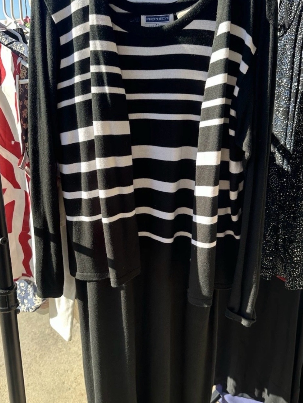 PROSPECT Women’s Black & White Striped Maxi Dress